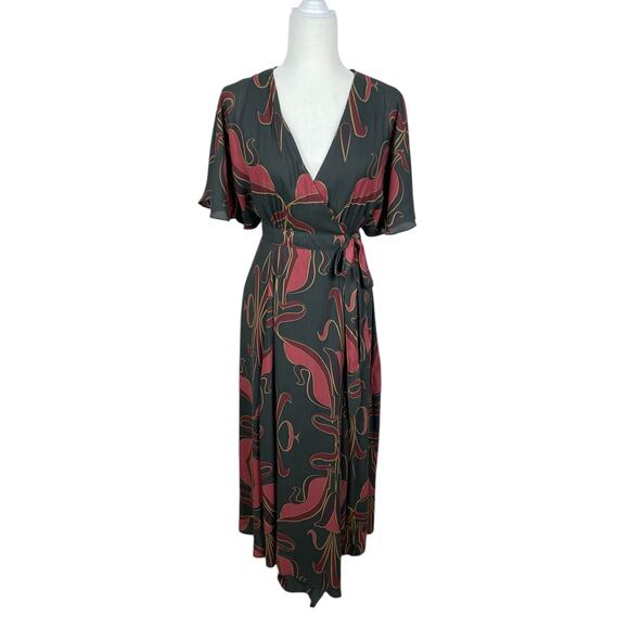 Free People Dresses & Skirts - Free People Sweet Escape Floral Maxi Wrap Dress Boho Festival Size XS